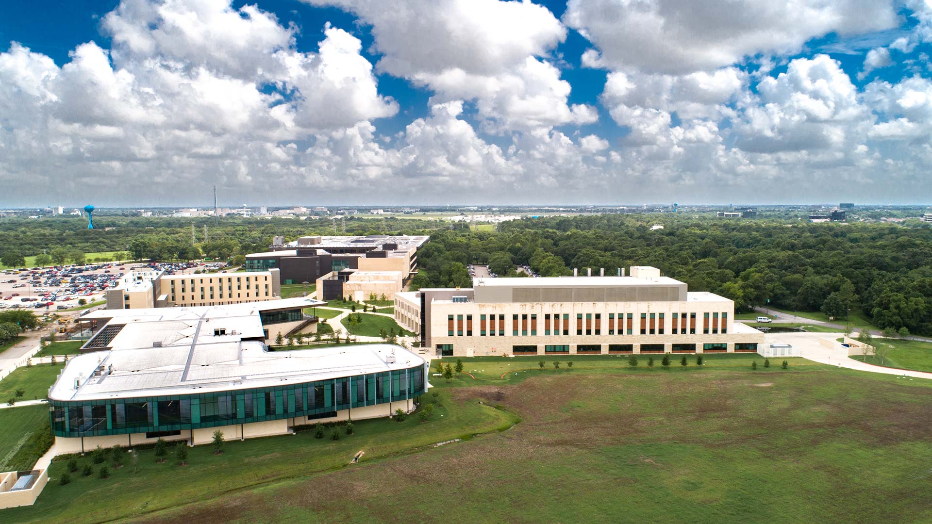 Arial view of the UHCL campus
