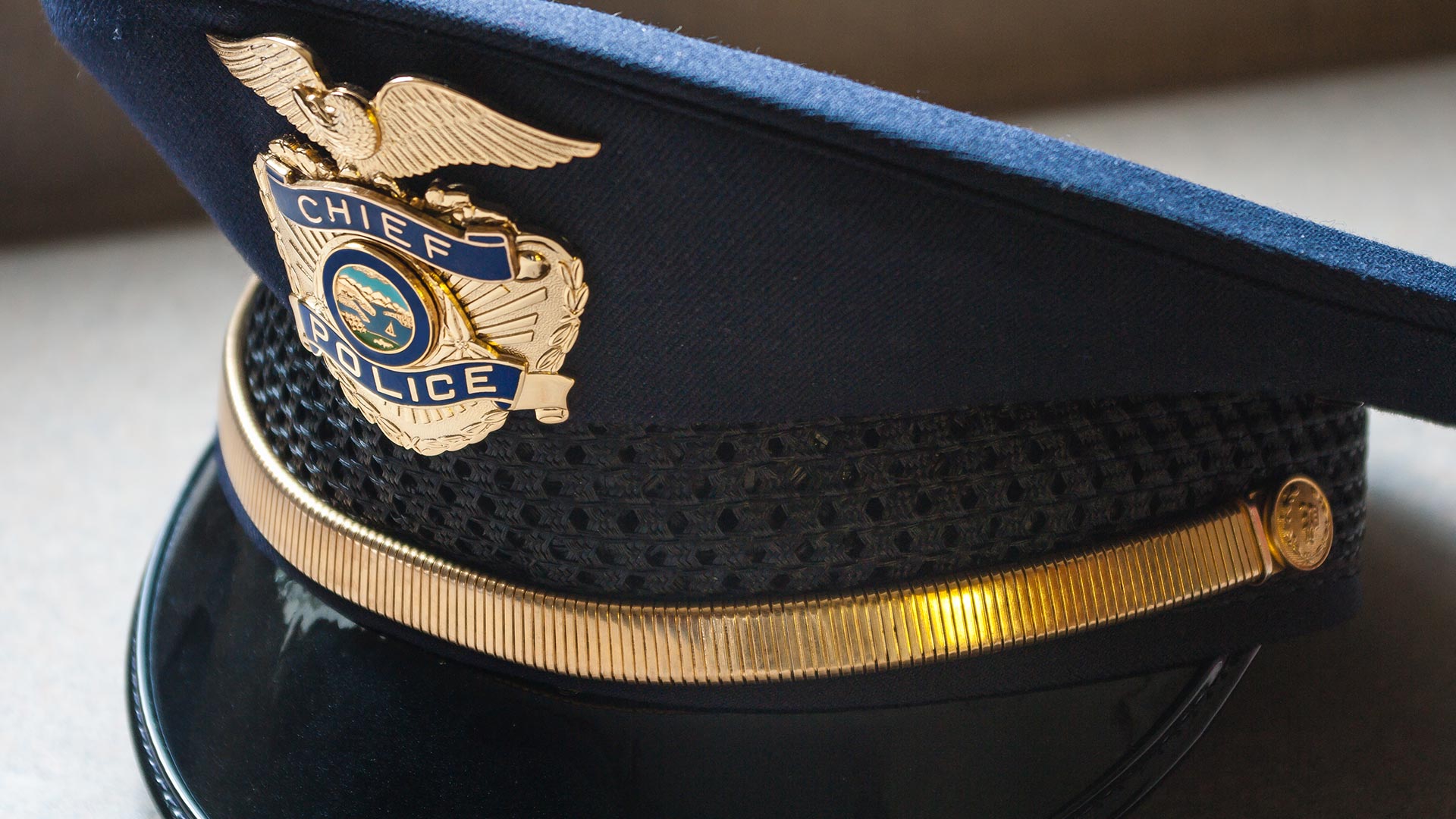 Blue police chief hat